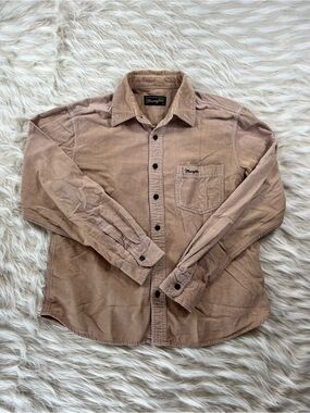 Wrangler Western Shirt Men's Large Tan Corduroy